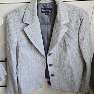 Evan Picone Gray Blazer Classic Tailored Suit Jacket